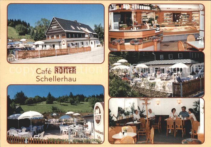 Schellerhau Cafe Rotter Kuchentheke Terrasse Gaststube