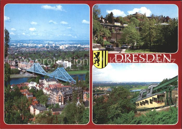 DRESDEN Elbe Panorama Blaues Wunder Standseilbahn Luisenhof Schwebebahn