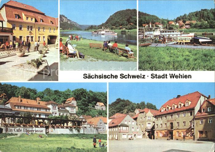 Wehlen Sachsen Karl Marx Platz Liegewiese Faehre Anlegestelle Eiscafe Elbeterras