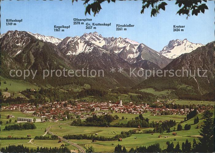 Oberstdorf Totalansicht mit Allgaeuer Alpen