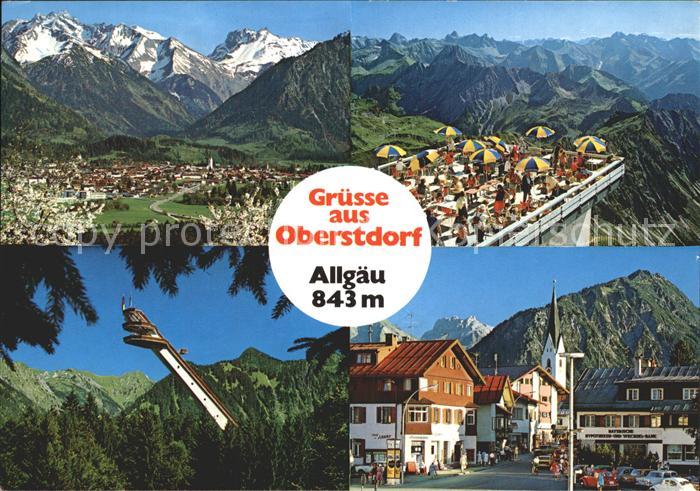 Oberstdorf Totalansicht mit Allgaeuer Alpen Nebelhorngipfel Aussichtsterrasse He