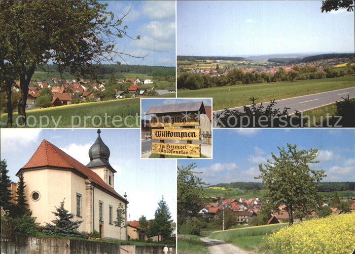 Waldfenster Teilansichten Panorama Kirche