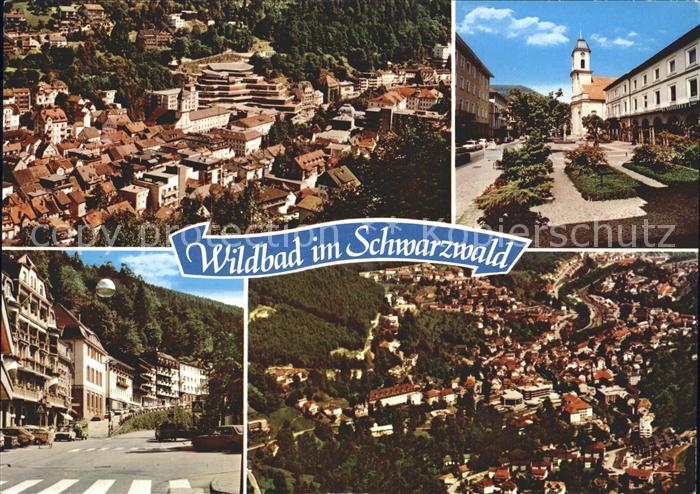 Wildbad Schwarzwald Fliegeraufnahmen Strassenpartie Kirche