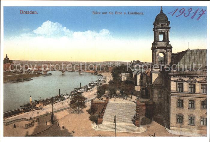 DRESDEN Elbe Blick auf Elbe und Landhaus