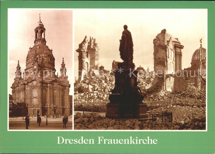 DRESDEN Elbe Frauenkirche vor und nach Zerstoerung 1945