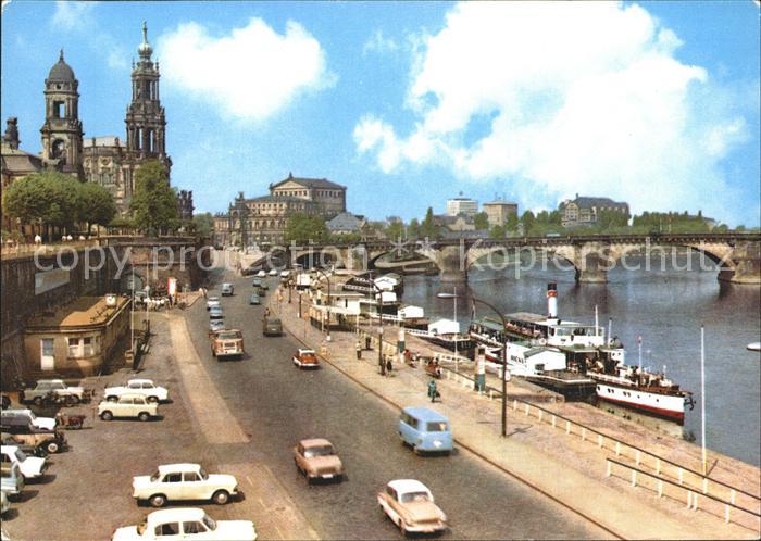 DRESDEN Elbe Bruehlsche Terrasse