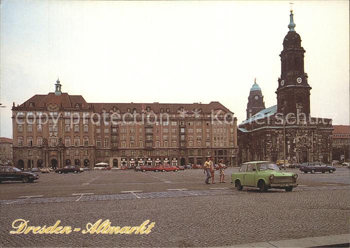 DRESDEN Elbe Altmarkt Kreuzkirche Rathausturm