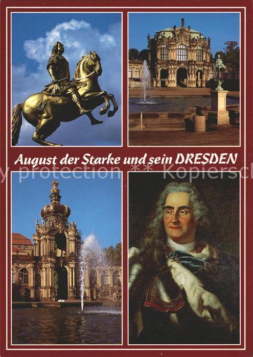 DRESDEN Elbe Der goldene Reiter Wallpavillon Kronentor des Zwingers Portrait Fri