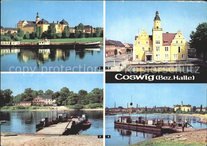 Coswig Sachsen Schloss Elbfaehre Rathaus Elbepartie