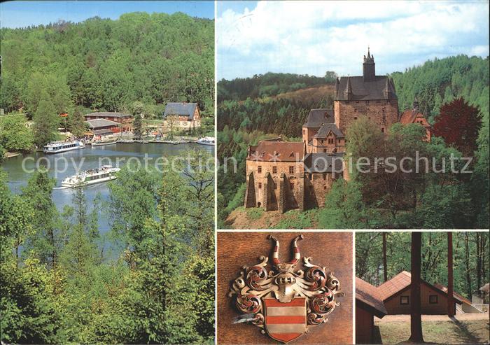 Kriebstein Talsperre Fahrgastschiff Burg Kriebstein Wappen Daenische Ferienhaeus