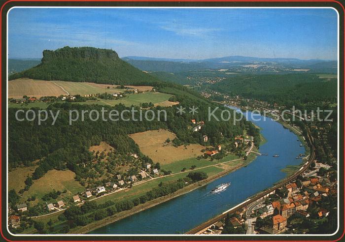 Koenigstein Saechsische Schweiz Blick von der Festung auf Elbe und Lilienstein