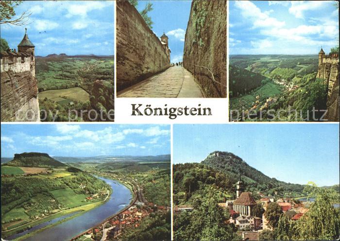 Koenigstein Saechsische Schweiz Blick von der Festung Festungsaufgang Bielatal E