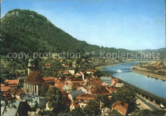 Koenigstein Saechsische Schweiz Stadt Festung und Elbe