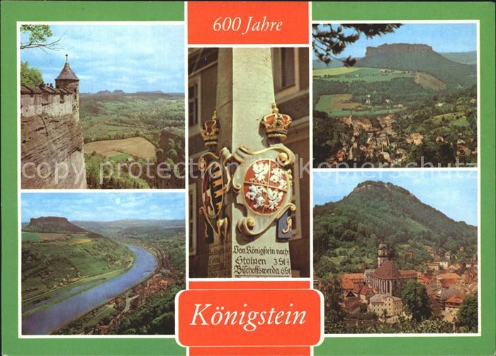 Koenigstein Saechsische Schweiz Festungsblick Elbe Lilienstein Postmeilensaeule