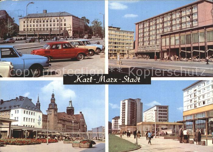 Karl-Marx-Stadt Interhotel Chemnitzer Hof und Moskau Rosenhof mit Rathaus Wilh P