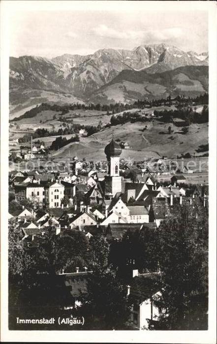 Immenstadt Allgaeu Ortsansicht mit Kirche Alpenpanorama