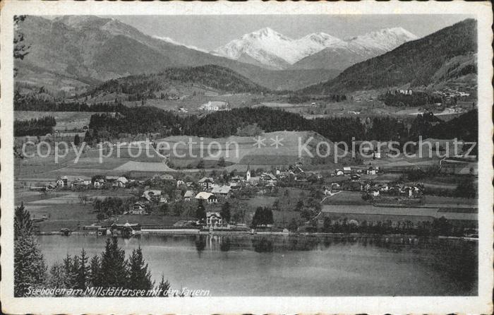 Seeboden Millstaettersee Panorama mit den Tauern