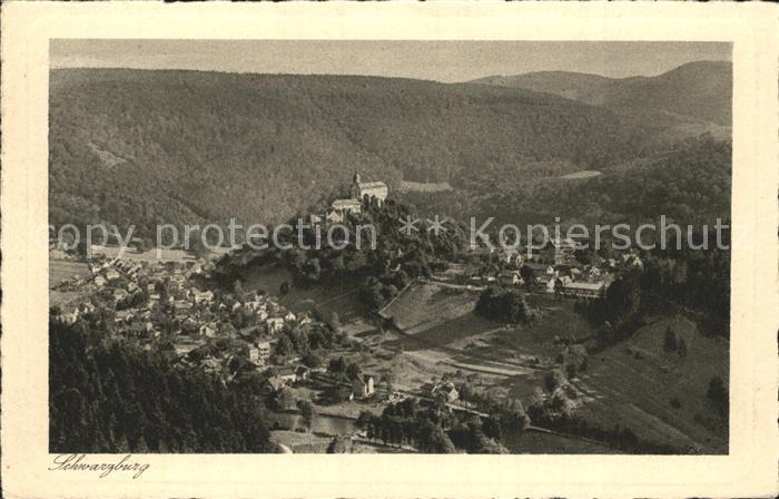 Schwarzburg Thueringer Wald Panorama Blick vom Trippstein