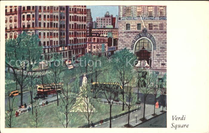 New York City Verdi Square Central Savings Bank Broadway Watercolor Drawing Dr T