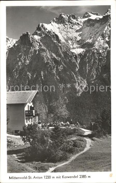 Mittenwald Bayern St Anton Bergrestaurant mit Karwendel