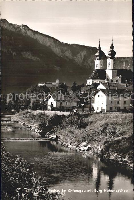 Aschau Chiemgau Partie am Fluss Kirche Burg Hohenaschau