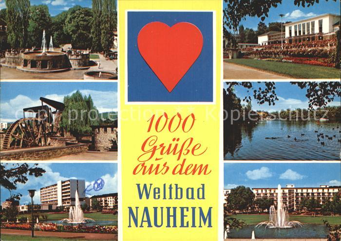 Bad Nauheim Teilansichten Kurort Kurpark Springbrunnen Wasserrad