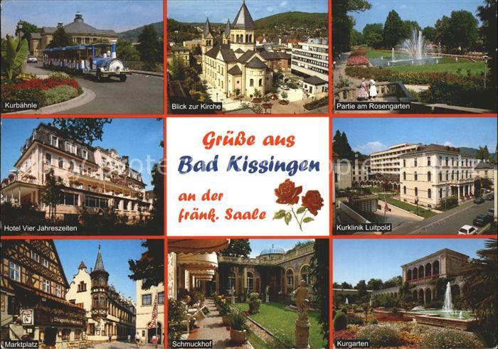 Bad Kissingen Kurbaehnle Kirche Rosengarten Kurklinik Kurgarten Arkadenbau Schmu