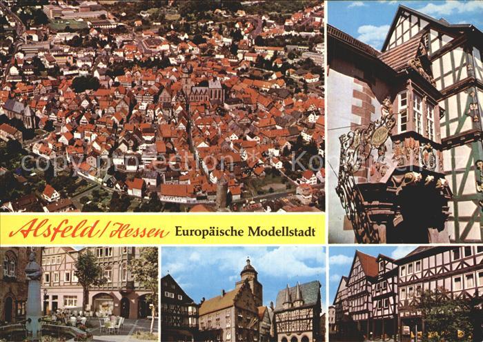 Alsfeld Altstadt Fachwerkhaeuser Erker Fliegeraufnahme