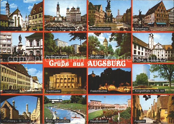 Augsburg Kirche Rathaus Perlachturm Brunnen Weberhaus Fronhof Turm Tor Platz Fug