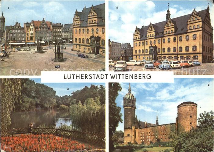 Wittenberg Lutherstadt Markt Denkmal Rathaus Schwanenteich Schloss Schlosskirche