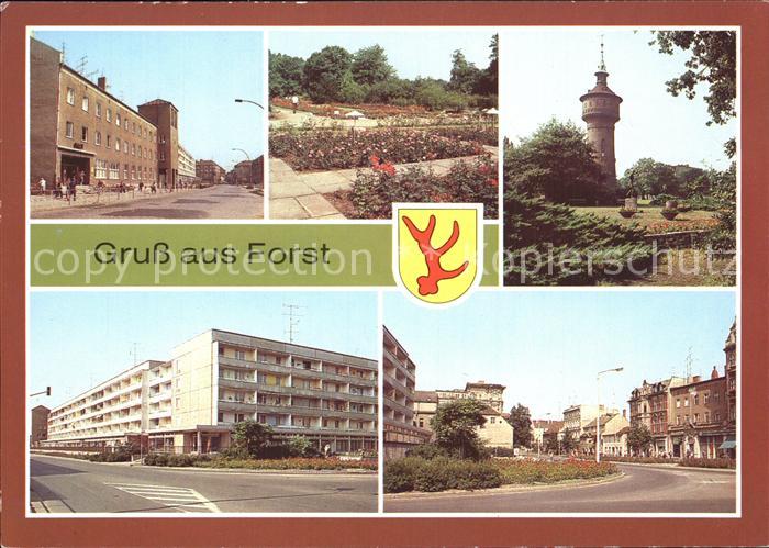 Forst Lausitz Post Rosengarten Wasserturm Strasse des Friedens Berliner Strasse