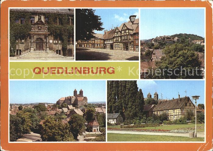 Quedlinburg Harz Rathausportal Schlossberg Fachwerkhaeuser Muenzenberg Schloss S