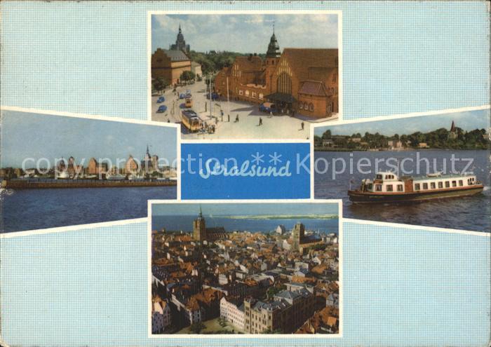 Stralsund Mecklenburg Vorpommern Ansicht vom Meer aus Bahnhof Boot Stadtbild Mee