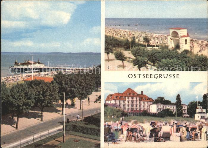 Ahlbeck Ostseebad Seebruecke Strand Bansin Heringsdorf FDGB Heim Solidaritaet