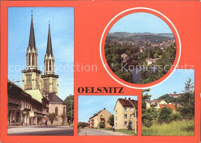 Oelsnitz Vogtland Adorfer Strasse Kirche Strasse des Friedens Schloss Voigtsberg