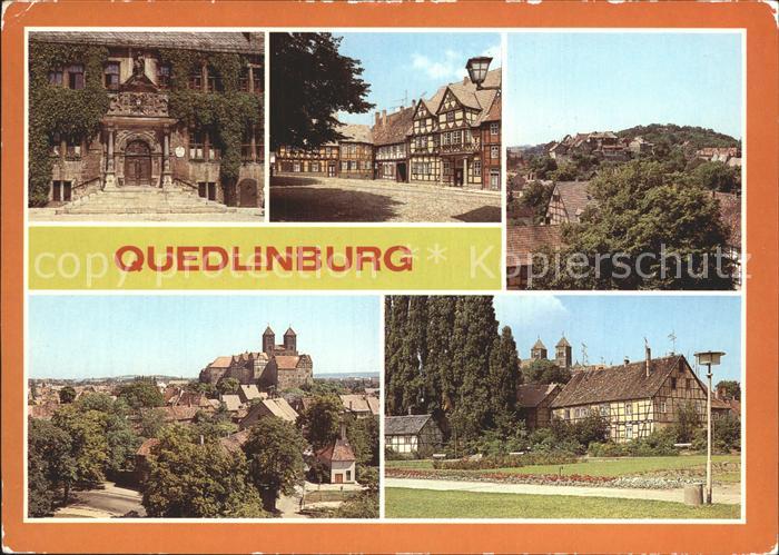 Quedlinburg Harz Rathausportal Schlossberg Muenzenberg Schloss Stiftskirche Word