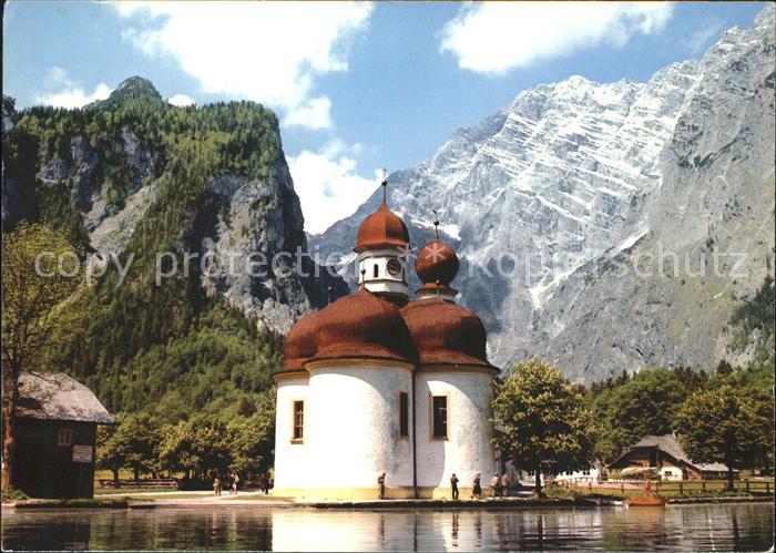 St Bartholomae Wallfahrtskirche mit Watzmann Ostwand Berchtesgadener Alpen