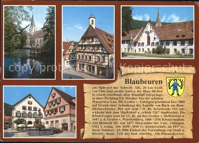 Blaubeuren Blautopf Klosterkirche Rathaus Platz Kloster Geschichte