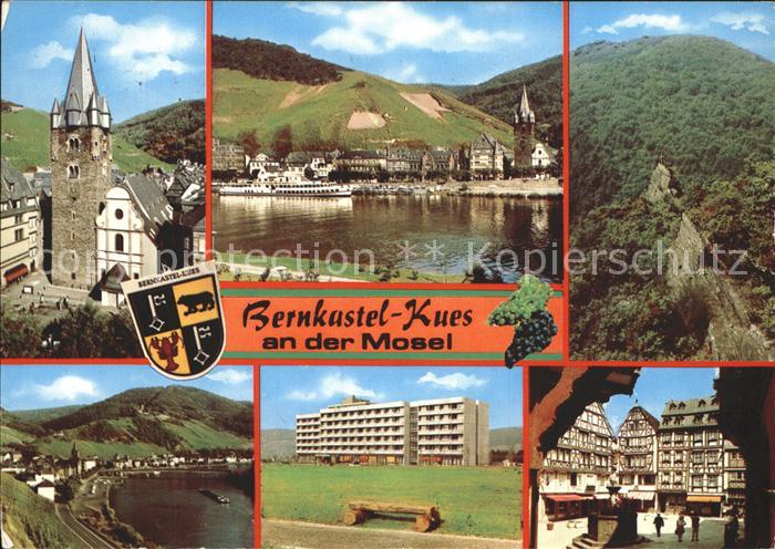 BERNKASTEL-KUES Berncastel Rheinland-Pfalz Kirche Mosel Dampfer Felsen Altstadt