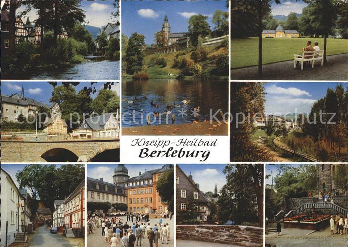 Berleburg Bad Teilansichten Kneipp Heilbad Kurpark Schwanenteich Marktplatz