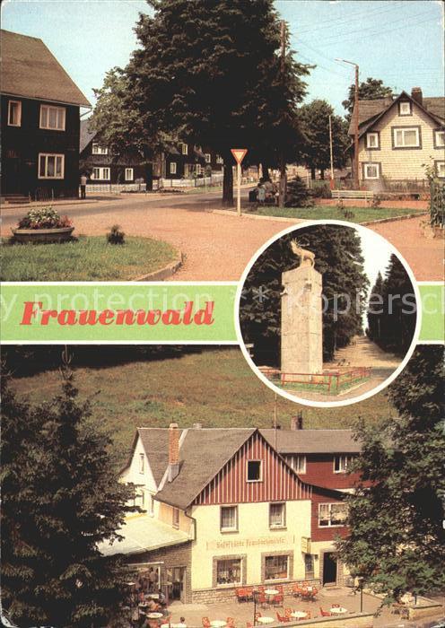 Frauenwald Thueringen Platz des Friedens Monument Waldgaststaette Fraubachmuehle
