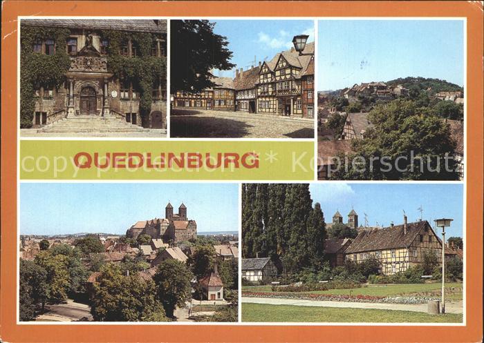 Quedlinburg Harz Rathausportal Schlossberg Muenzenberg Schloss Stiftskirche Word