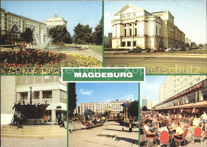 MAGDEBURG  CITY Wilhelm Pieck Allee Maxim Gorki Theater Brunnen Leiterstrasse Ki