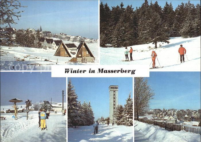 Masserberg im Winter Skifahrer Aussichtsturm Rennsteig