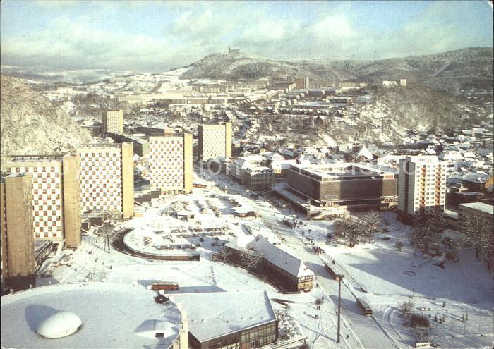 Suhl Thueringer Wald Blick vom Hochhaus am Viadukt
