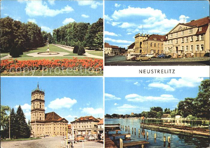 Neustrelitz Im Stadtpark Rathaus und Markt Marktplatz und Stadtkirche