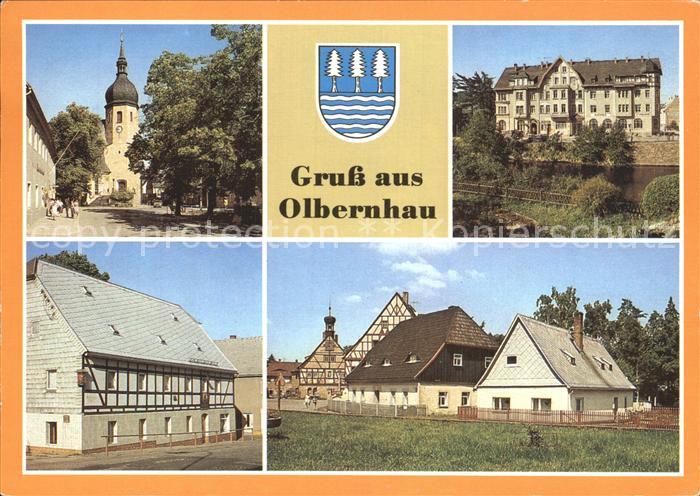Olbernhau Erzgebirge Kirche Rathaus Gaststaette Wilder Mann Saigerhuette