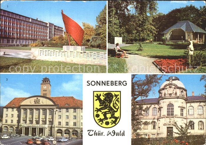 Sonneberg Thueringen Ehrenmal an der Karl Marx Strasse Stadtpark Rathaus Spielze