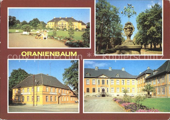 Oranienbaum Schlosspark Orangenbaeumchen am Markt Gaststaette Goldener Hirsch