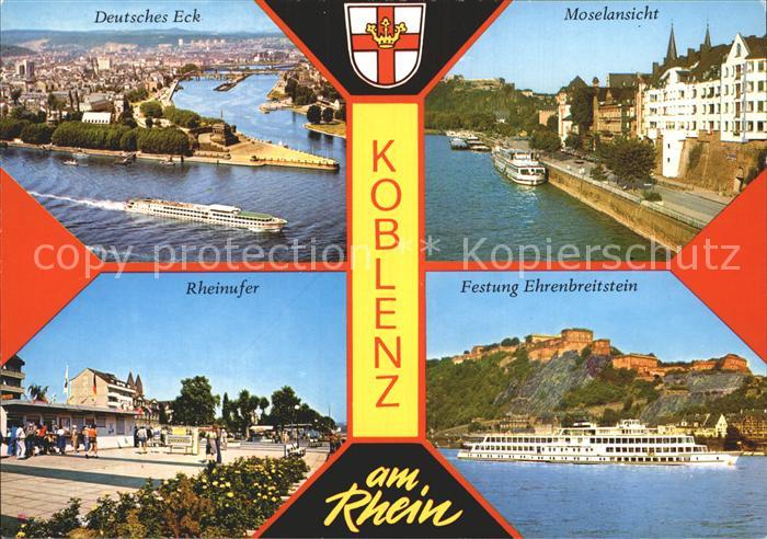 Koblenz Rhein Festung Ehrenbreitstein Moselansicht Deutsches Eck Rheinufer